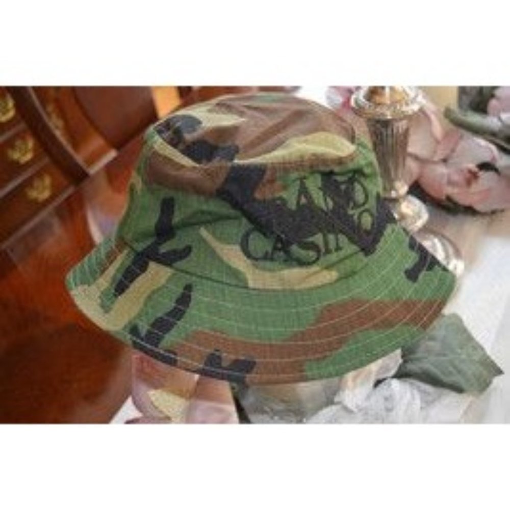 Vintage 1990's Grand Casino Biloxi MS Camo Camouflage Bucket Hat Embroidered NWT